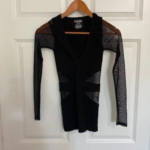 Intimately Free People Black Long Sleeve Mesh Top Size XS